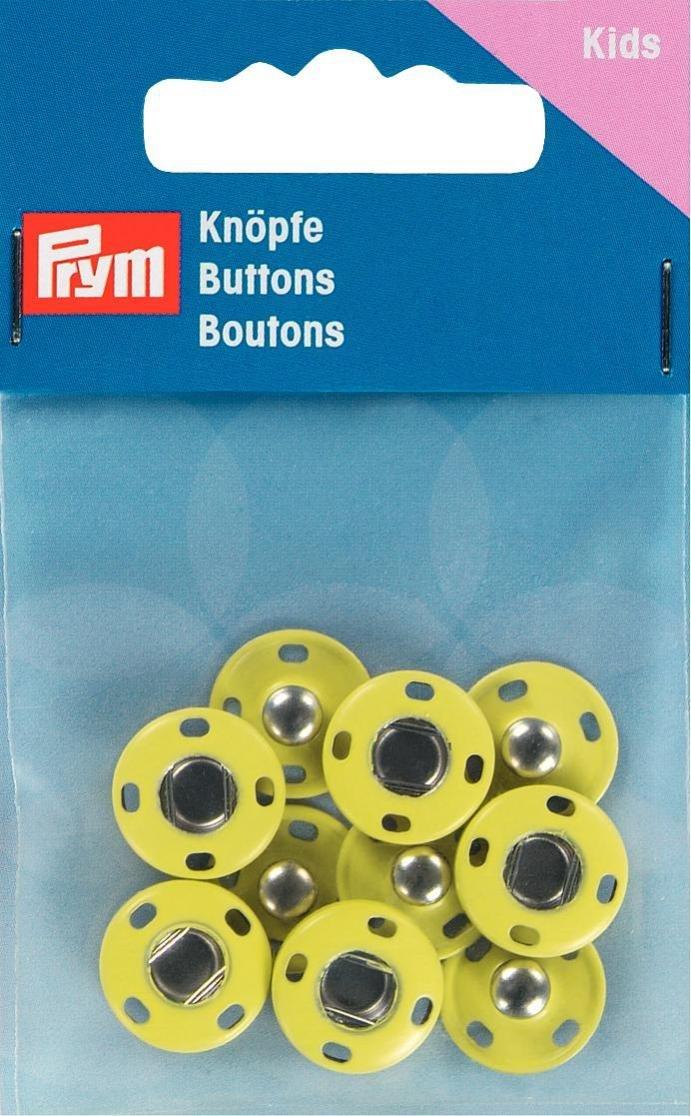 Prym Color Snap Buttons, Sew-On, Round, Diameter 14mm, 5 Pairs, Yellow, 341904