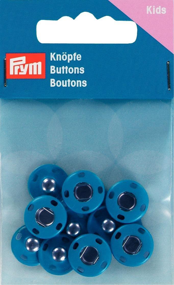 Prym Color Snap Buttons, Sew-On, Round, Diameter 14mm, 5 Sets, Medium Blue, 341907