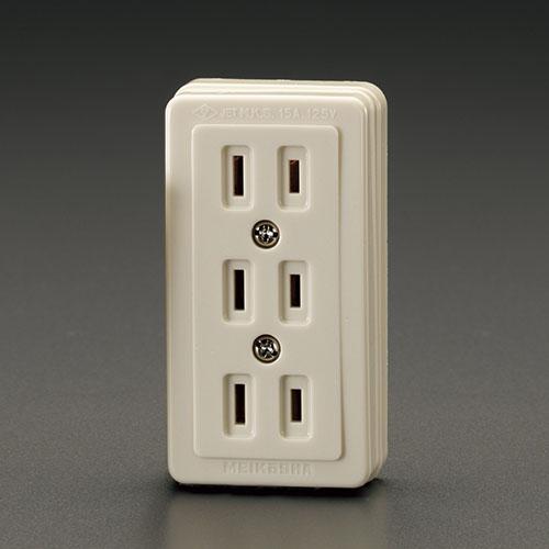 AC125V/15A Square Outlet (Three-Prong/2P)