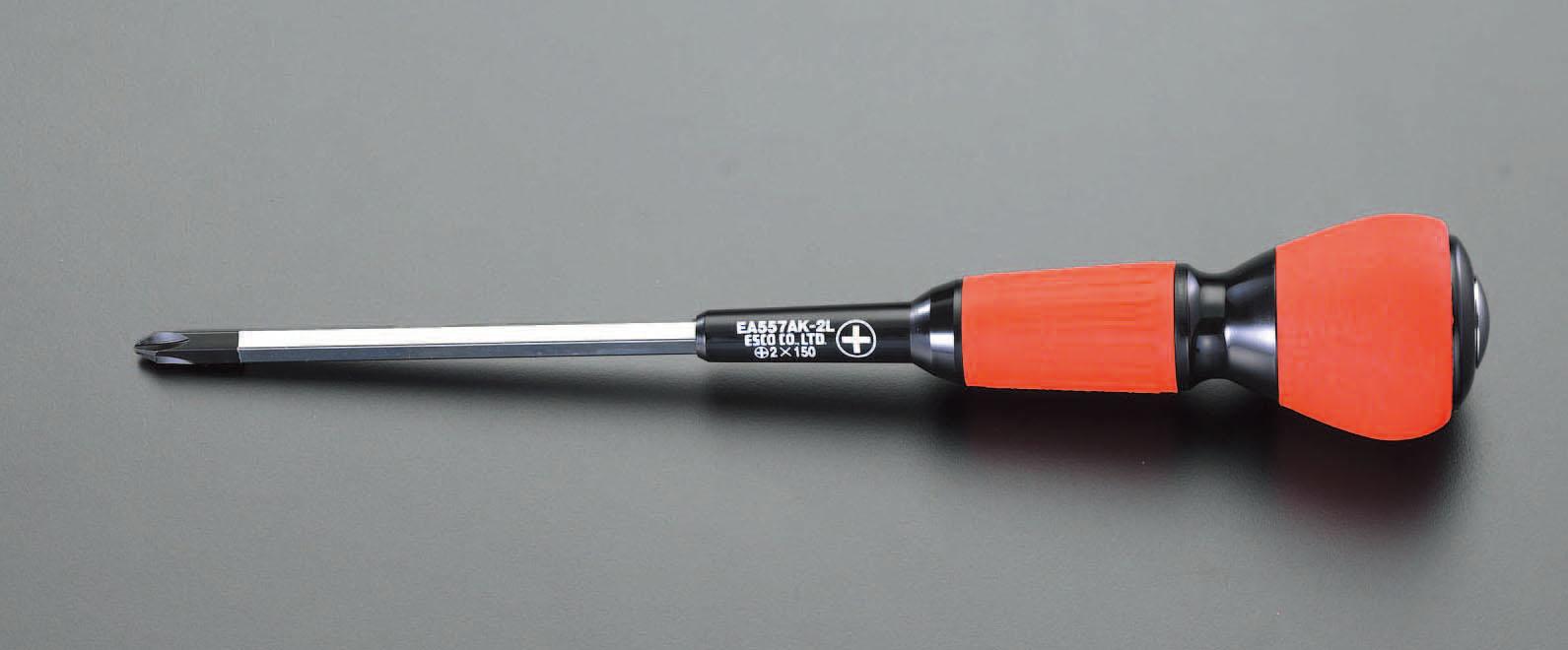 ESCO #2x150mm[+] Screwdriver (Power Grip Through-Handle) EA557AK-2L