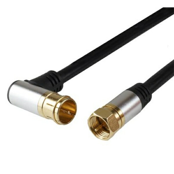Horick Antenna Cable 1.5m 4K/8K/BS/CS/Terrestrial Digital/CATV Compatible S-4C-FB Coaxial L-Shaped Plug - Screw-Type Aluminum Head Black AC15-387BK