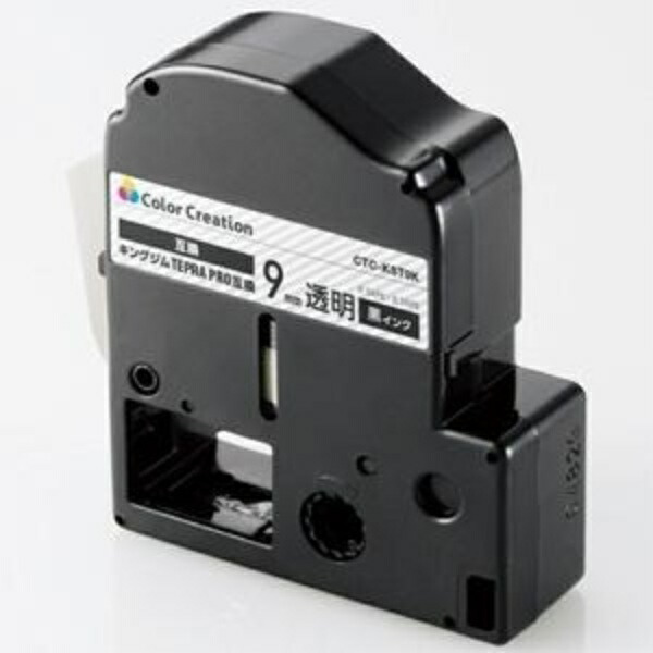 Color Creation Tape Compatible with Tepla PRO 9mm Transparent 8m Black Text CTC-KST9K