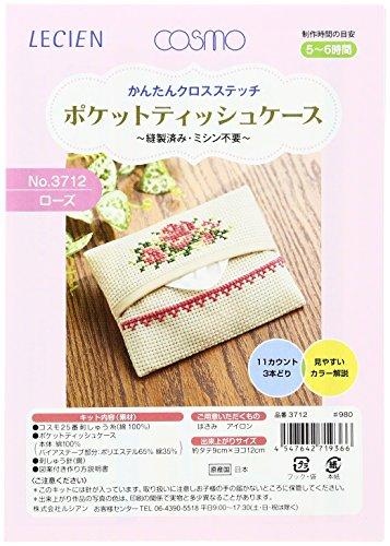 Lucian Easy Cross Stitch Pocket Tissue Case Rose 3712