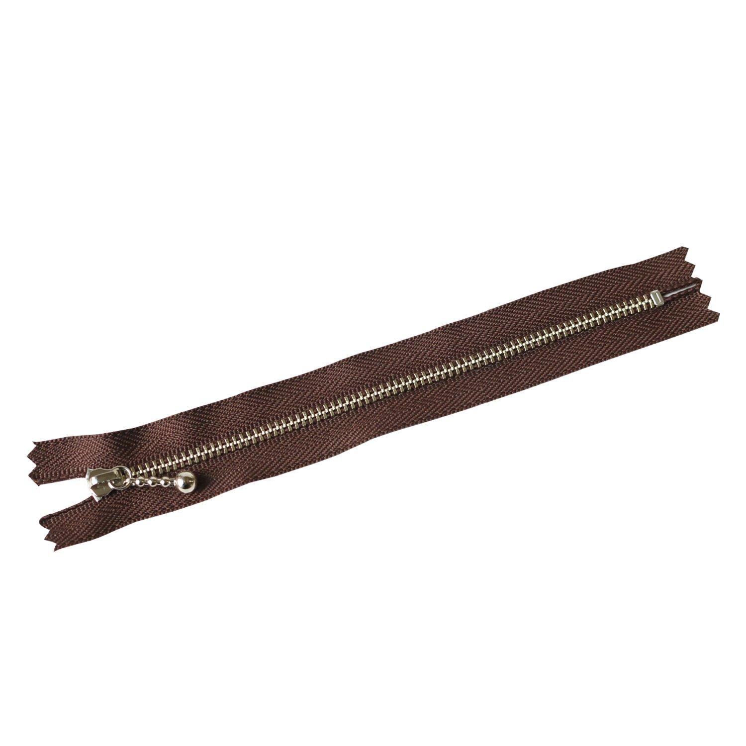 Y.K.K. Beaded Zipper, Silver, Dark Brown, 16cm, 10 Pieces in Same Color, 3N16-570, Craft Supplies