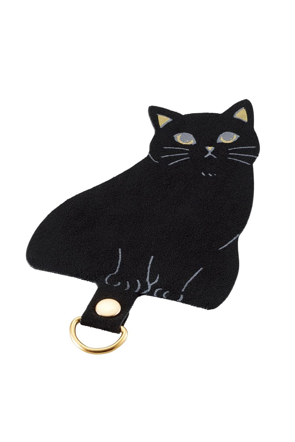 [ELECOM] Smartphone Strap Strap Holder Sheet 1 Sheet Per Pack Single-Pocket Type Animal Type Black Cat P-STHD1AMCATB