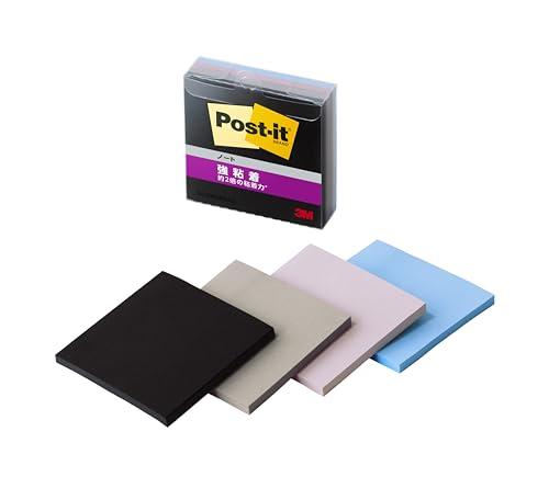 Post-it Notes, Strong Adhesive, Notebook, Multi-Color 9, 75×75mm, 45 sheets in 3 colors, Black 35 sheets, 1 pad each, Clear Case, 654SS-MC-9
