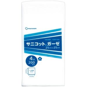 Marusan Sangyo Sanicott Gauze 4-fold (4 sheets per fold) 200 sheets/bag Non-woven gauze made from cotton and polyester (25cm x 25cm, 200 sheets (4-fold))