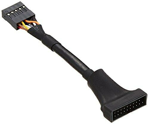Conversion Master USB 2.0 Pin Header Connector (10-pin × 2 ports) on Motherboard → USB 3.0 Pin Header Connector (20-pin) Conversion Cable ※Operates under USB 2.0 specification MB-USB2/3