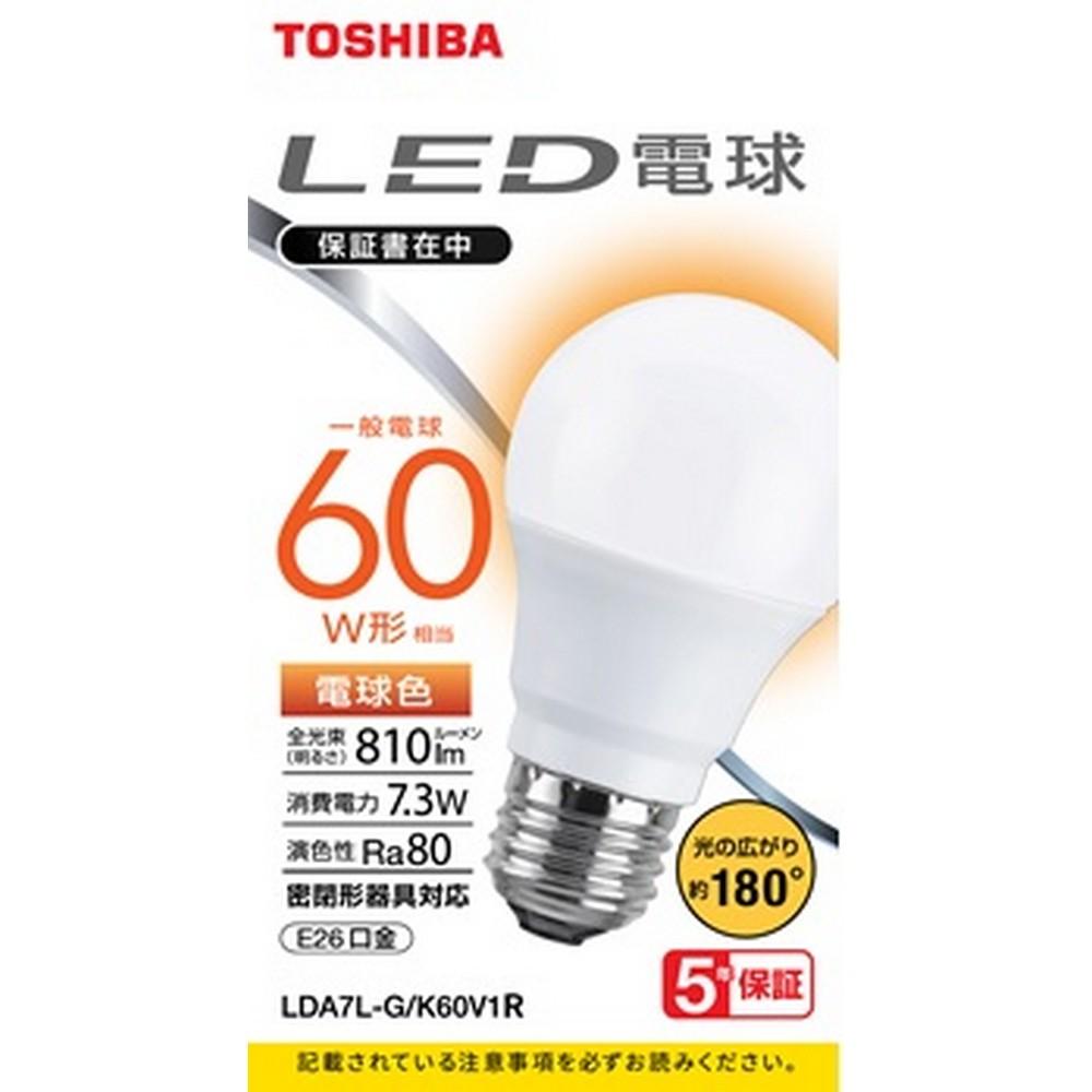 Toshiba LED Bulb General Bulb Shape A-Type 60W Equivalent Warm White Wide Beam LDA7L/G/K60V1R