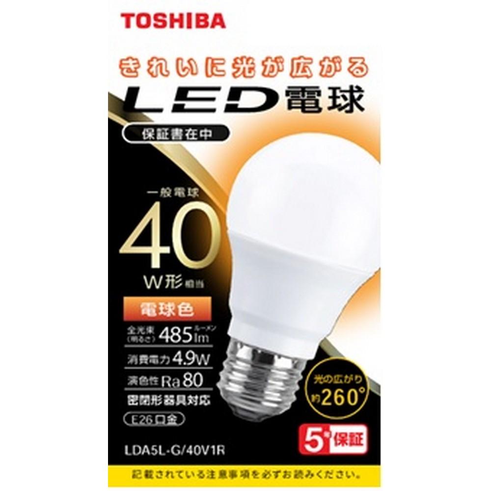 Toshiba LED Bulb General Purpose A-Shape E26 40W Equivalent Warm White Wide Beam LDA5L/G/40V1R