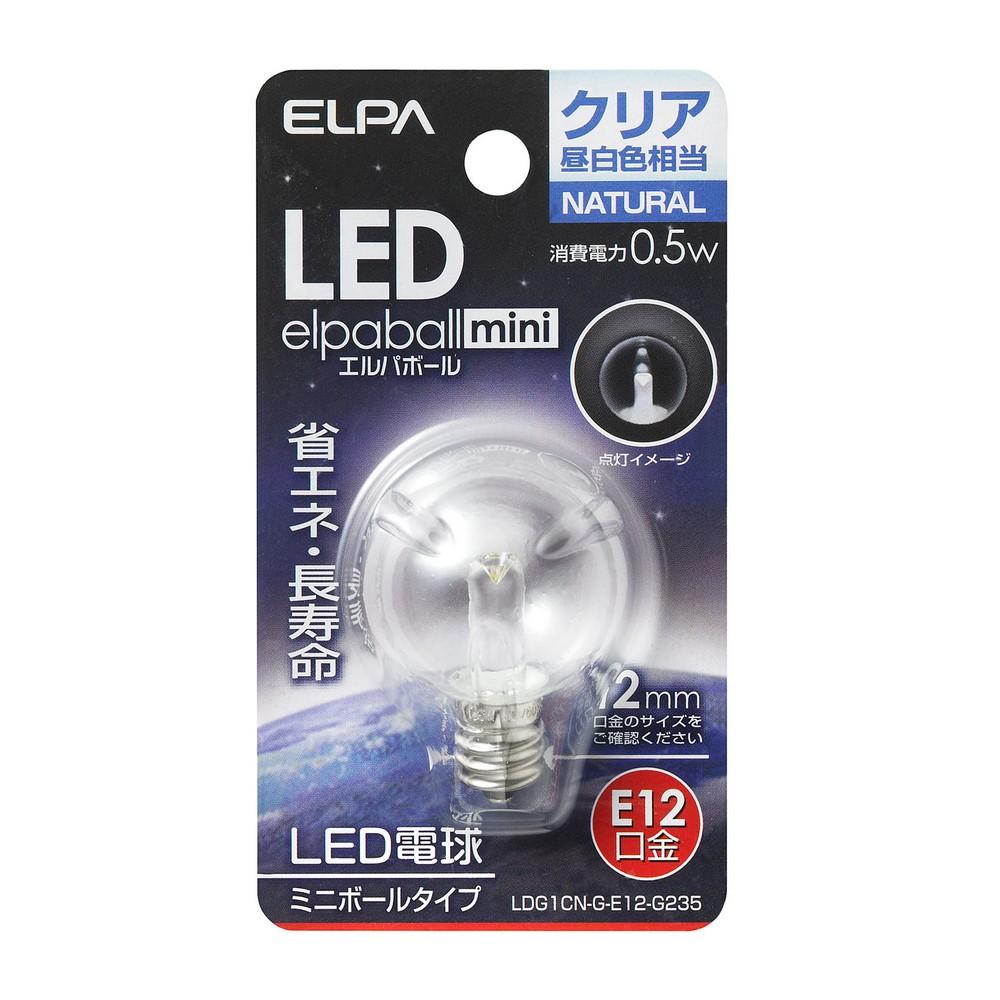 ELPA LED Decorative Bulb Mini Ball Spherical G30 E12 Clear Daylight White LDG1CN-G-E12-G235
