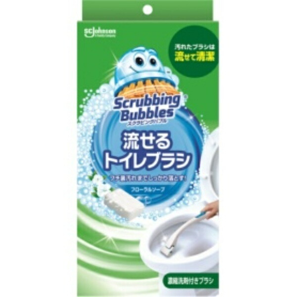 Johnson Scrubbing Bubble Flushable Toilet Brush Floral Soap Body with 4 Brushes, 1 Unit