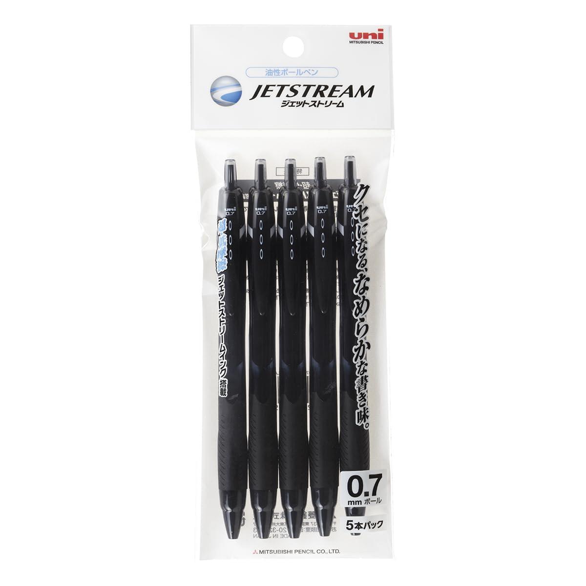 Mitsubishi Pencil Oil-Based Ballpoint Pen Jetstream 5-Pack 0.7mm Black Easy to Write SXN150075P.24