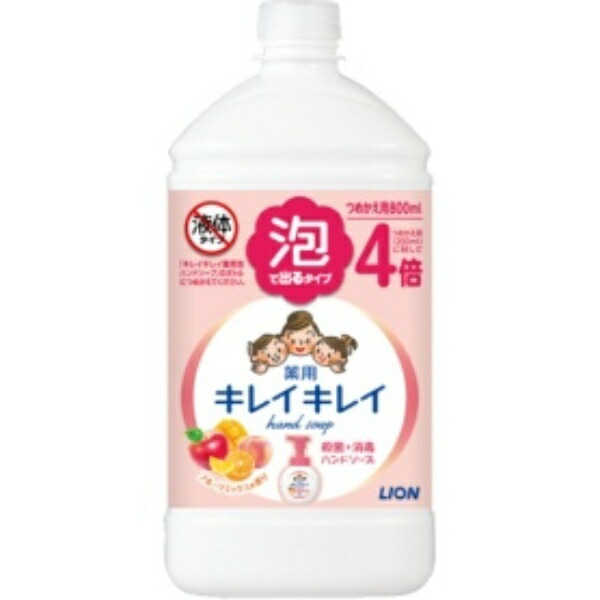 Lion Kirei Kirei Medicated Foaming Hand Soap Fruit Mix Scent Refill Extra Large 800ml 1 Bottle