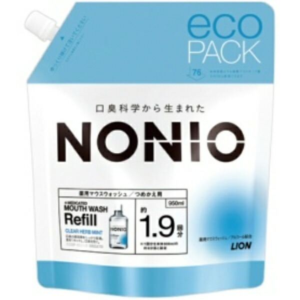 LION NONIO Mouthwash Clear Herb Mint Refill 950ml 1 Pack