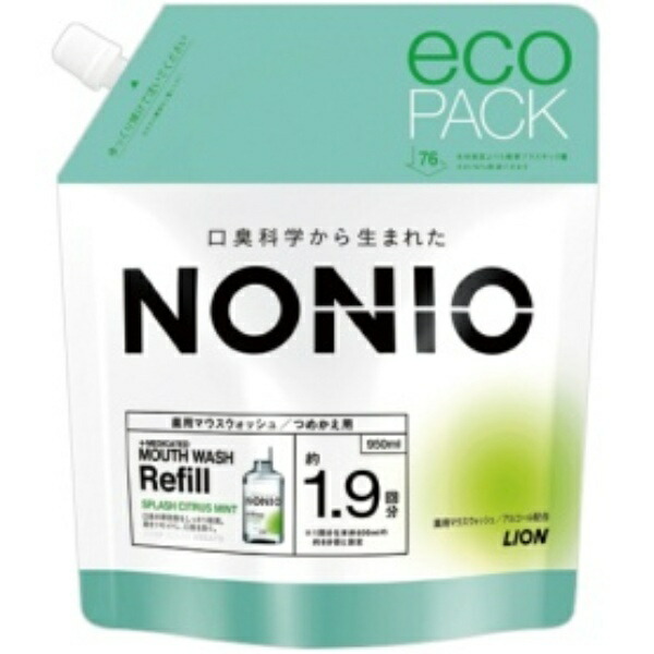 LION NONIO Mouthwash Splash Citrus Mint Refill 950ml 1 Pack