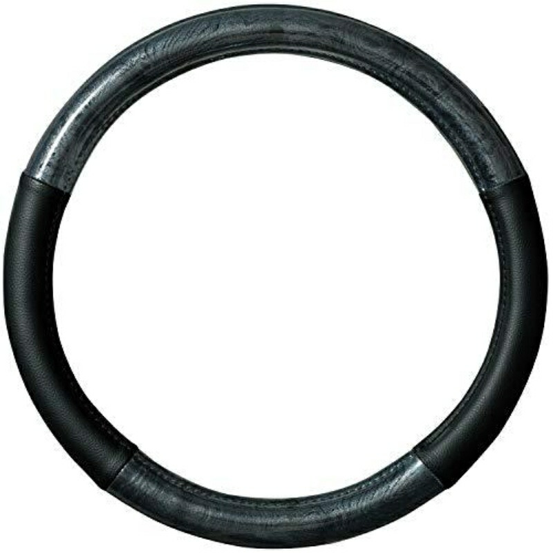 BONFORM Steering Wheel Cover Simple Wood Light/Standard Vehicle Steering Wheel Cover M:38~39cm Black 6739-05BK