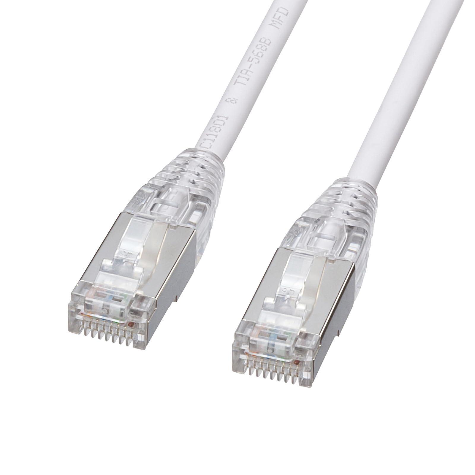 Sanwa Supply Category 5e STP LAN Cable (Slim, Flexible, Anti-Snapping Connector, 0.5m・White) KB-SL5STPS-005W