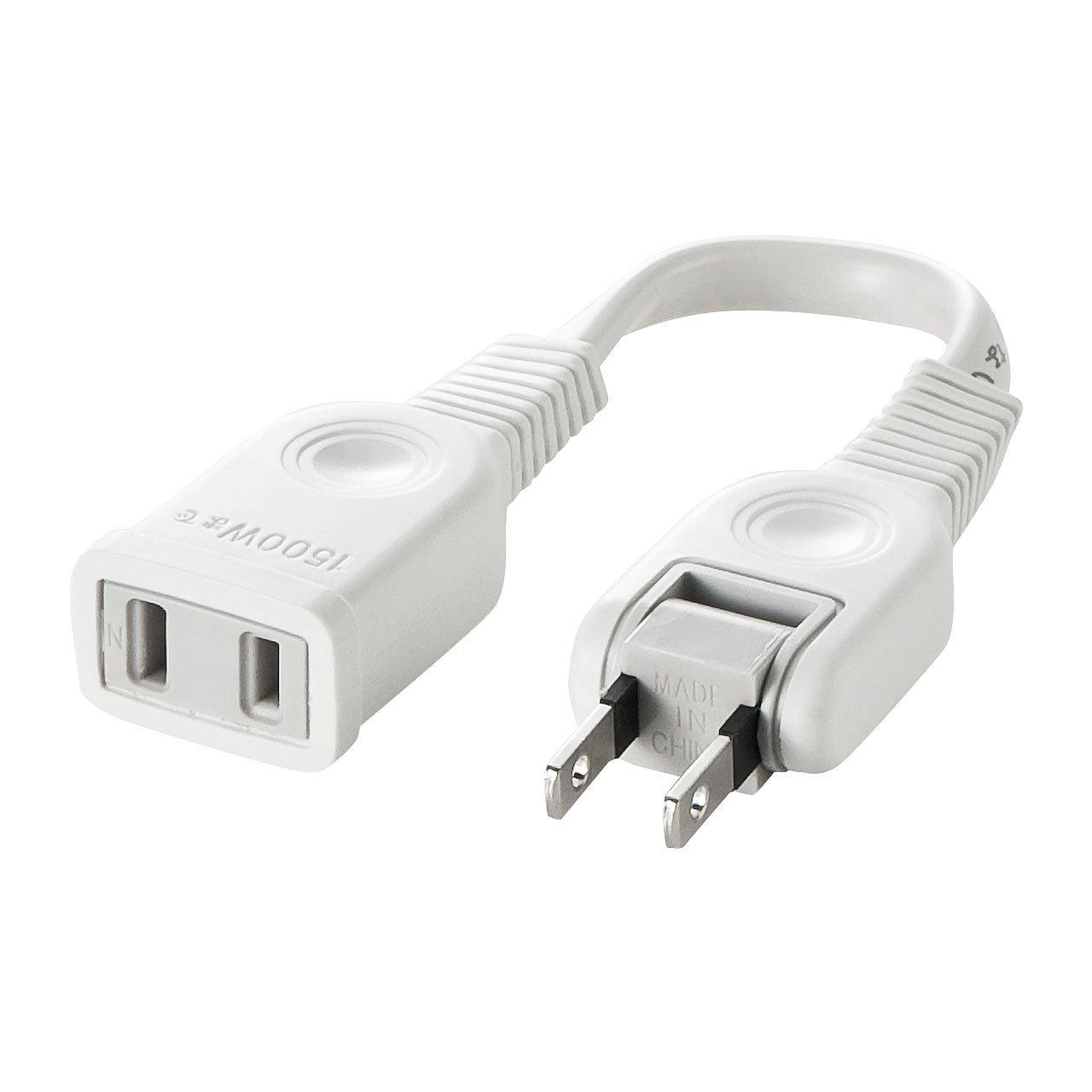 Sanwa Supply Power Extension Cord 0.1m with Insulated Caps and Swing Plug for Tracking Fire Prevention TAP-EX21001