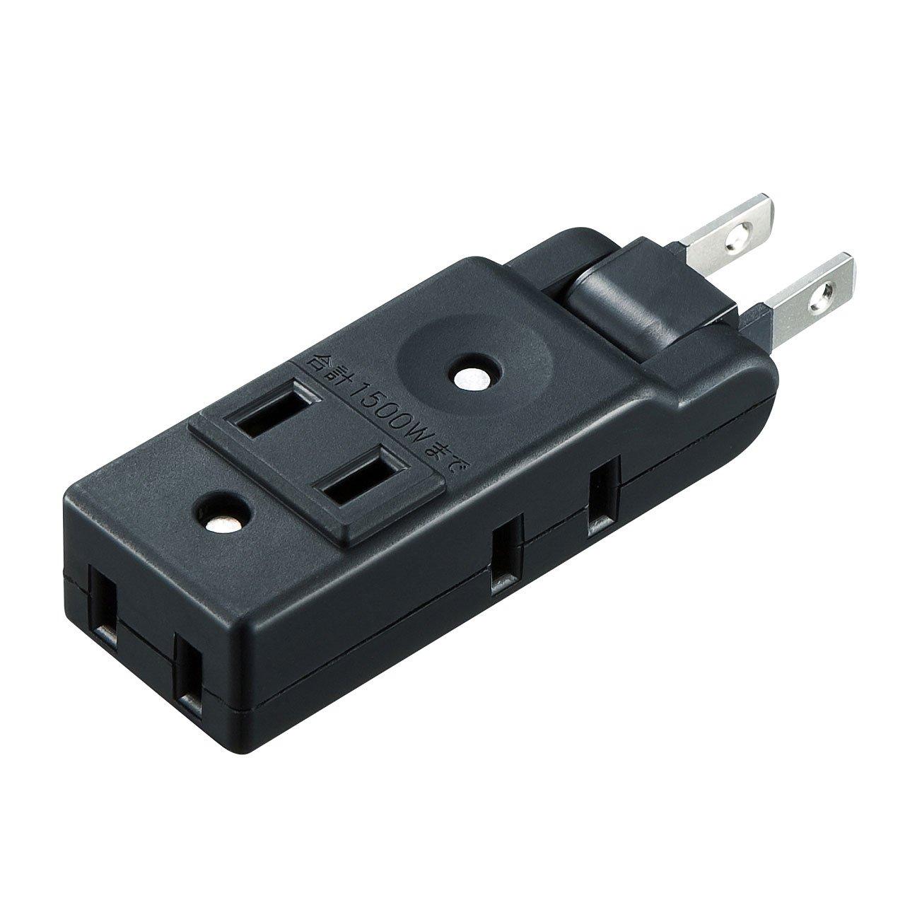 Sanwa Supply Swing Mini Tap 2P, 4 Outlets, Black TAP-AC10BK