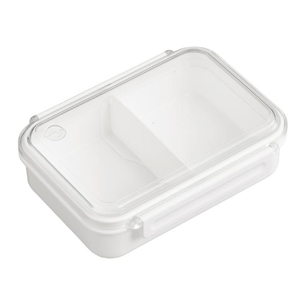 OSK Freezer-Safe Lunch Box Feel Easy Tight Box with Dividers White 650ml Made in Japan Dishwasher and Microwave Safe 2-Point Lock with Gasket