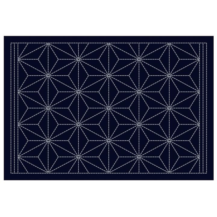Olimpas Sashiko Fabric Pack Sashiko Lunch Mat L-2003 (Indigo) ☆Pre-printed water-soluble pattern☆ ※Thread sold separately
