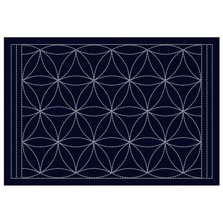 Olimpas Silk Sashiko Fabric Pack Sashiko Luncheon Mat L-2004 (Indigo)