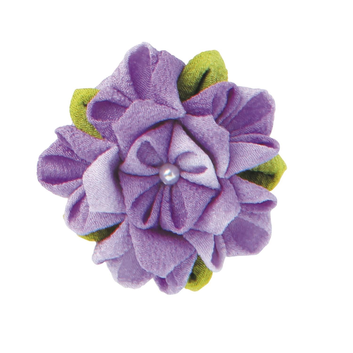 Olympus Thred Beginner's Tsumami Craft Kit: Hydrangea Brooch H5.5×W5.5×D2.5cm OLY-TZ11C Purple