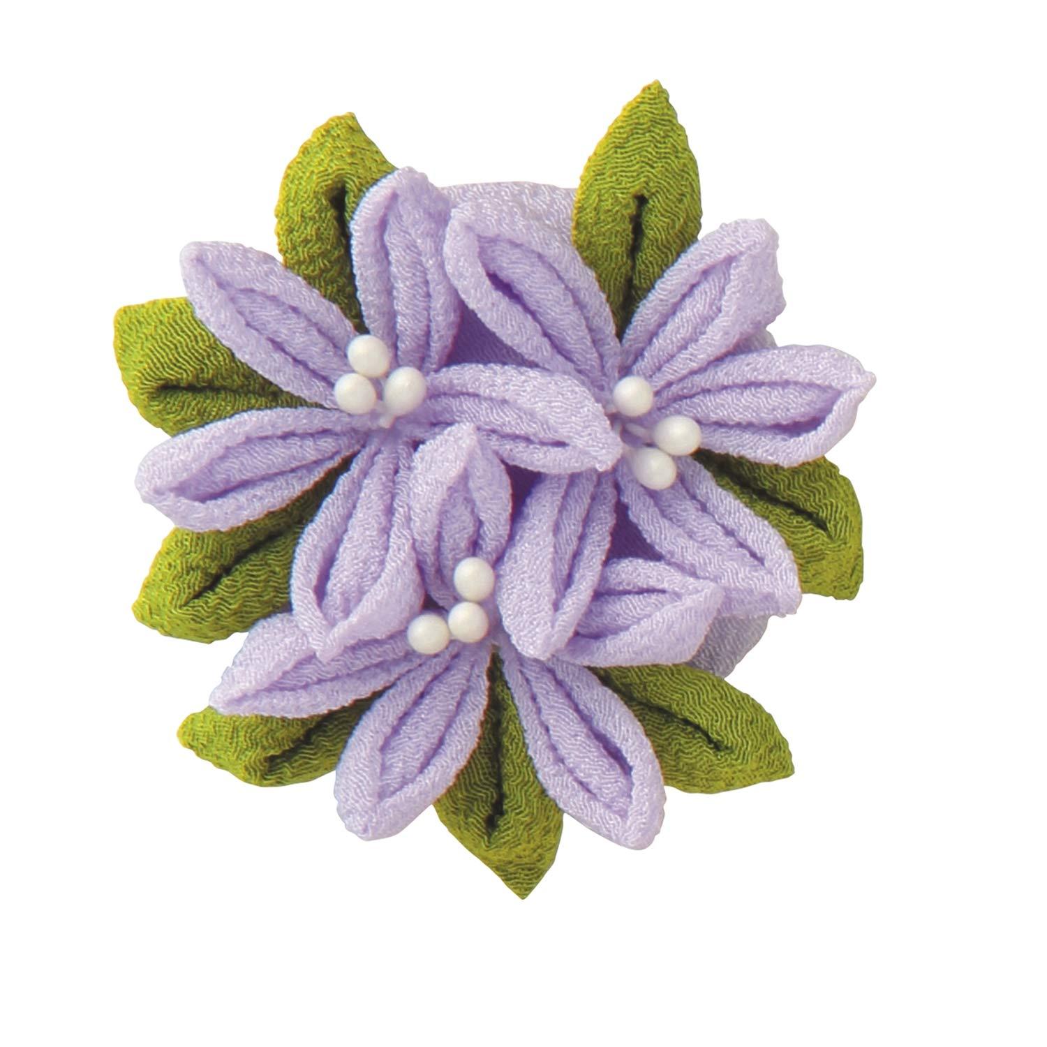 Olympus Thred Beginner's Tsumami Craft Kit: Jasmine Brooch H6×W6×D2cm OLY-TZ12C Purple