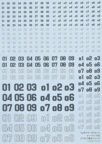 Hobby Japan HJ Modelers Decal Numbering 02 Arabic Numerals Font/Dark Gray Plastic Model Decal HJM004D2