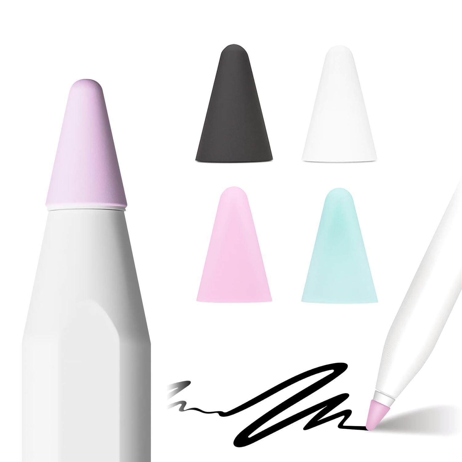 ifeli Apple Pencil Silicone Tip Cover High Friction 4-Pack [ Compatible with Apple Pencil 1st/2nd Generation Replacement Tip Non-Slip Writing Feel Ideal for Design Drawings Slim Design Easy to Attach ] IF17500