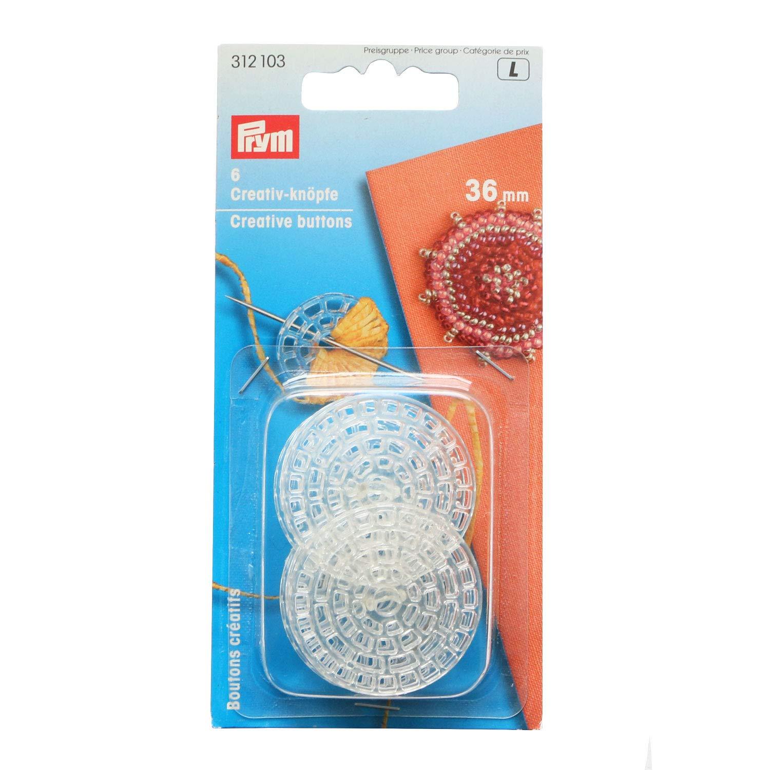 Prym Button Create Thread Button Base Large 36mm Diameter 6 Pieces Translucent 312103
