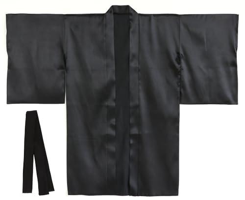 [Artec] Sports Day Happi Coat Soft Satin Long Happi with Sleeves Black L Size 14560