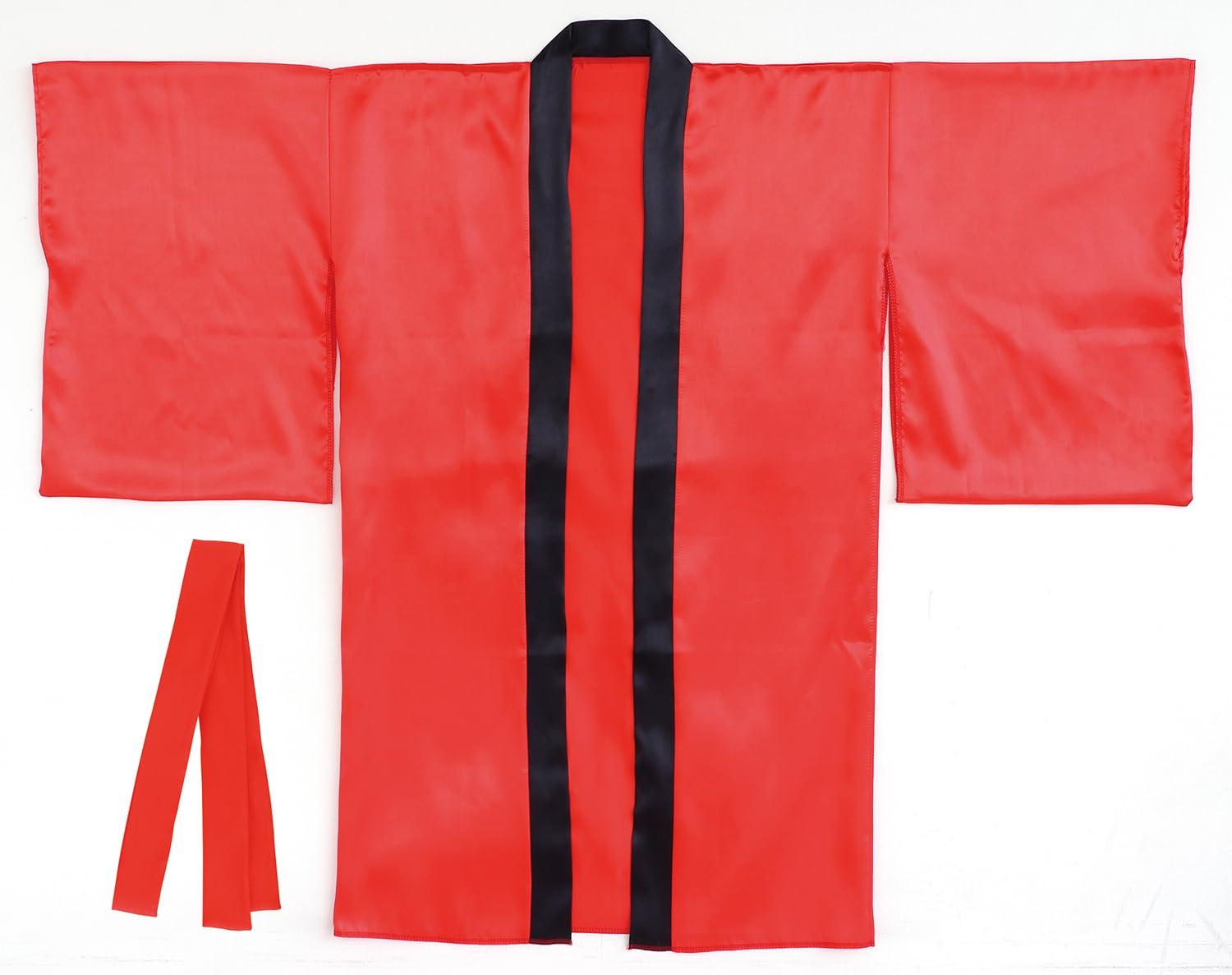 [Artec] Sports Day Happi Coat Soft Satin Long Happi with Sleeves Red M Size 18593