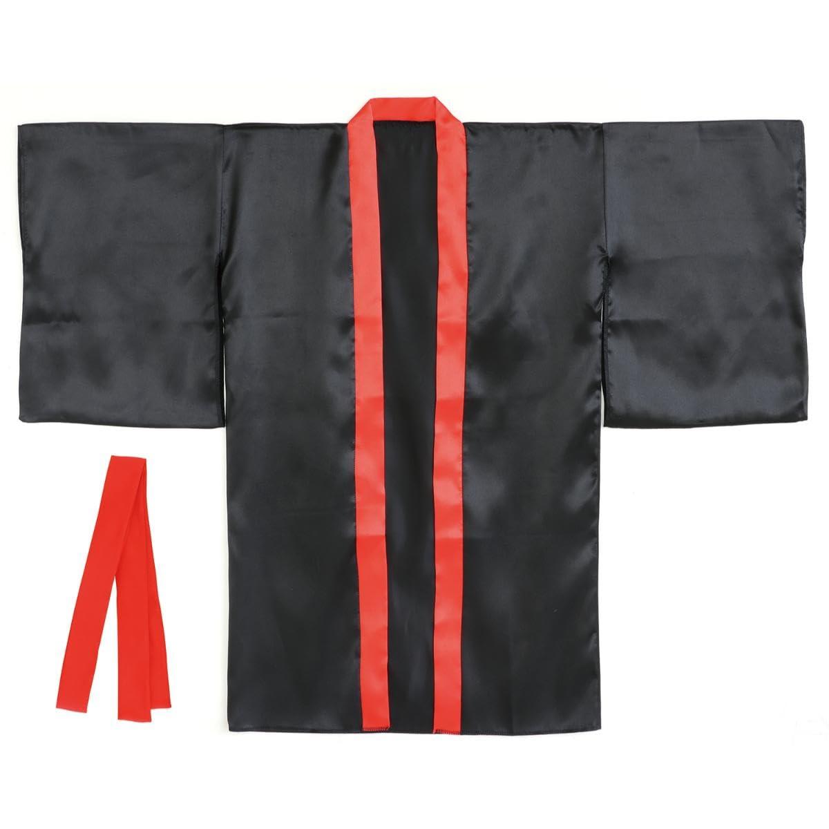 Soft satin long-sleeved shirt with red collar, size M (includes headband)