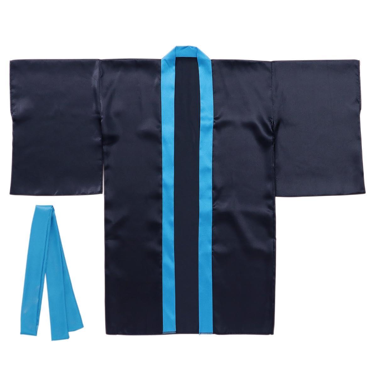 Soft satin long-sleeved shirt with ruffled sleeves, black with blue collar, size M (includes headband)