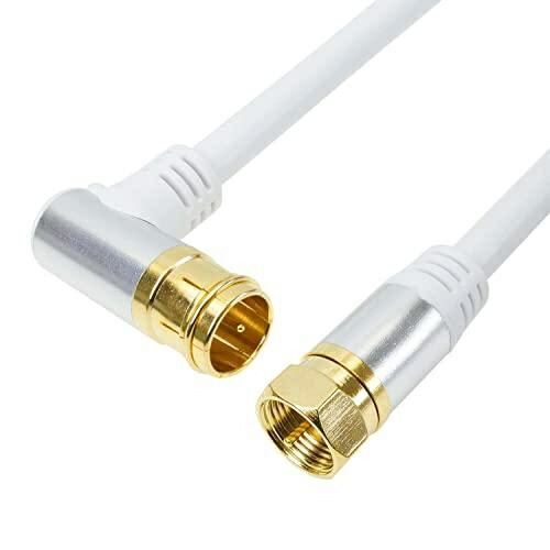 Horick Antenna Cable for TV S-4C-FB Coaxial 3m White Aluminum Head L-Shaped Plug-in/Screw-on Connector AC30-382WH