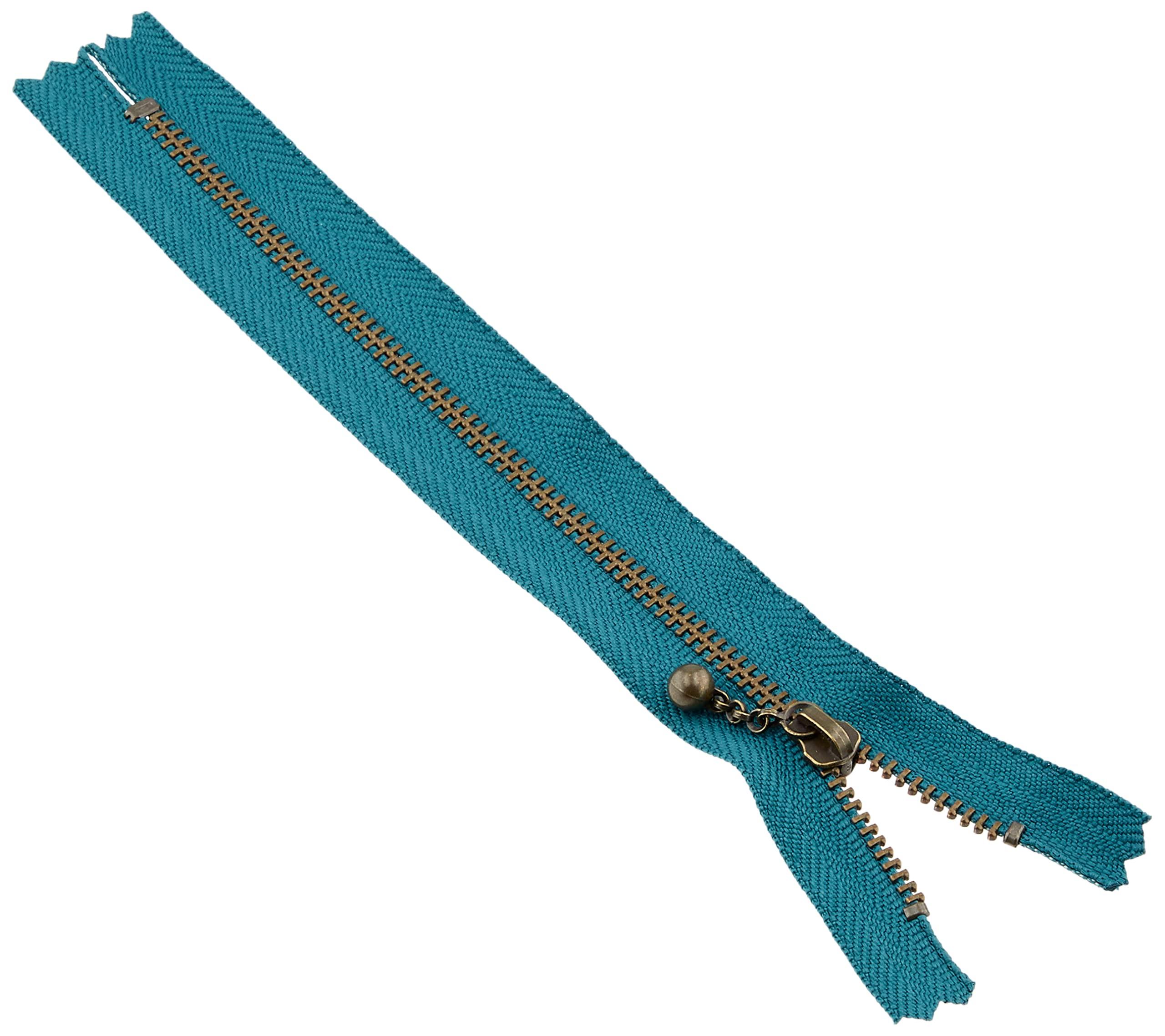 Y.K.K. Beaded Zipper Antique Gold 18cm Marine Blue 3GKB18-020