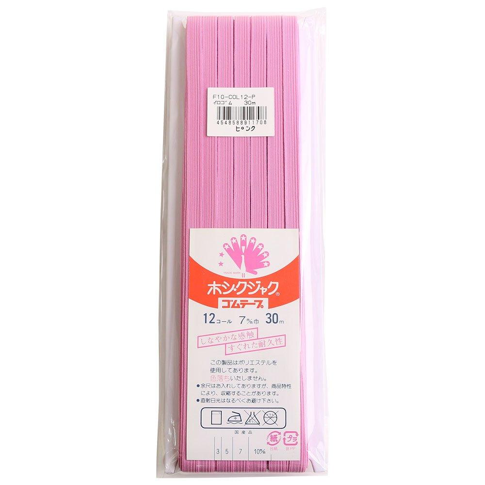 Nippon Chuko Colored Flat Elastic 12-Strand 7mm Width × 30m Roll Pink F10-COL12-P Craft Supplies Elastic Flat Elastic