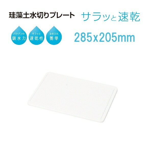 Pearl Metal Diatomaceous Earth Drain Plate 285×205 Skit HB-5196 White