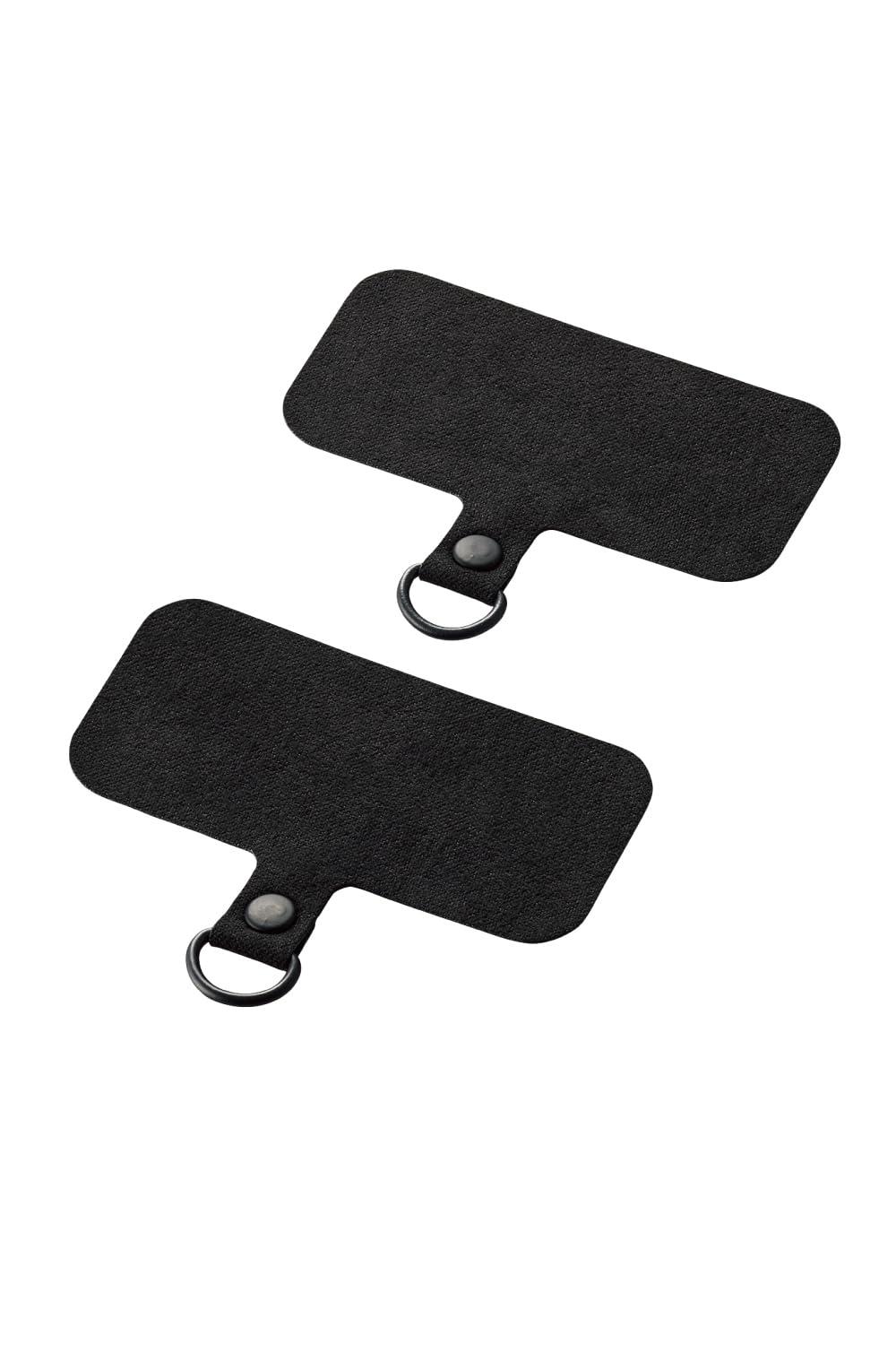 [ELECOM] Smartphone Strap Strap Holder Single-Hole Type 2-Pack Enhanced Durability 5kg Load Capacity Fabric Black P-STHD1BKN