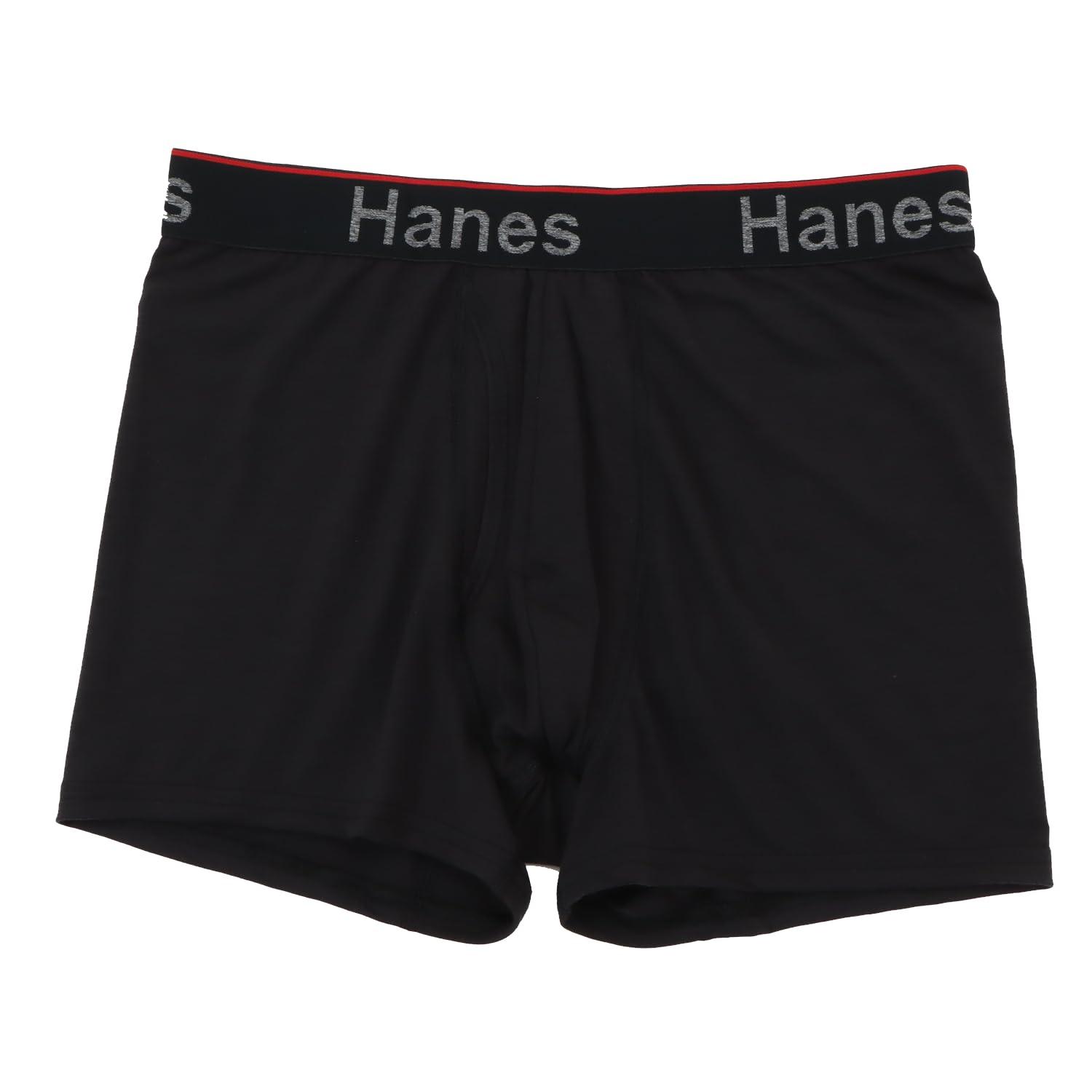 [Hanes] Boxer Briefs with Antibacterial Odor Control (Fresh IQ) Comfort Flex Fit Total Support Pouch Short Boxer Briefs HM6EW103 Men's Black M