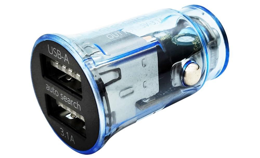 idegia Skeleton Charger PD+A Car Charger Clear Color Rainbow Gradient Glow Rainbow LED Equipped Fast Charging Compatible 2 USB-A Ports Maximum Output 3.1A Compact Design Auto-Detection Function DC 12/24V Universal idegia X-290