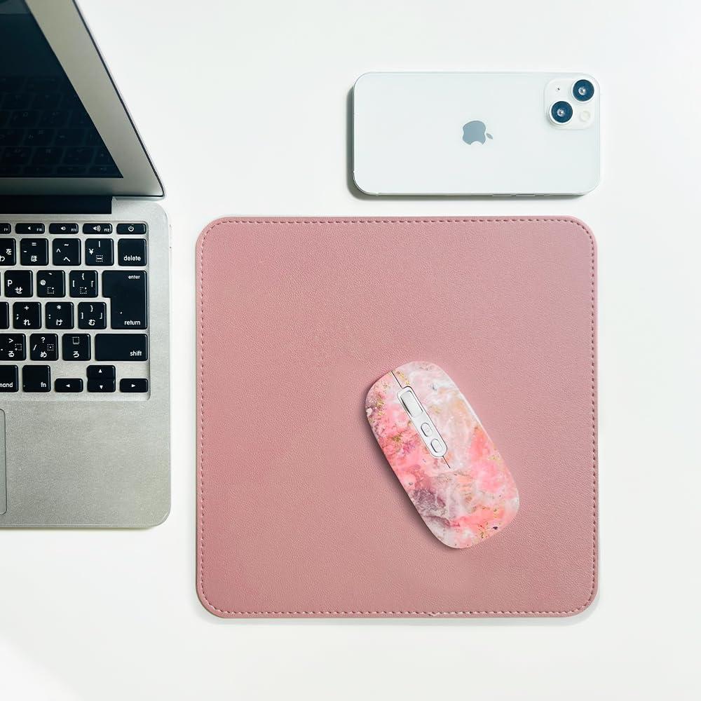 Double-Sided Reversible Premium Leather-Style Mouse Pad EGRET Simple Stylish Cute (Dusty Pink & Light Pink)