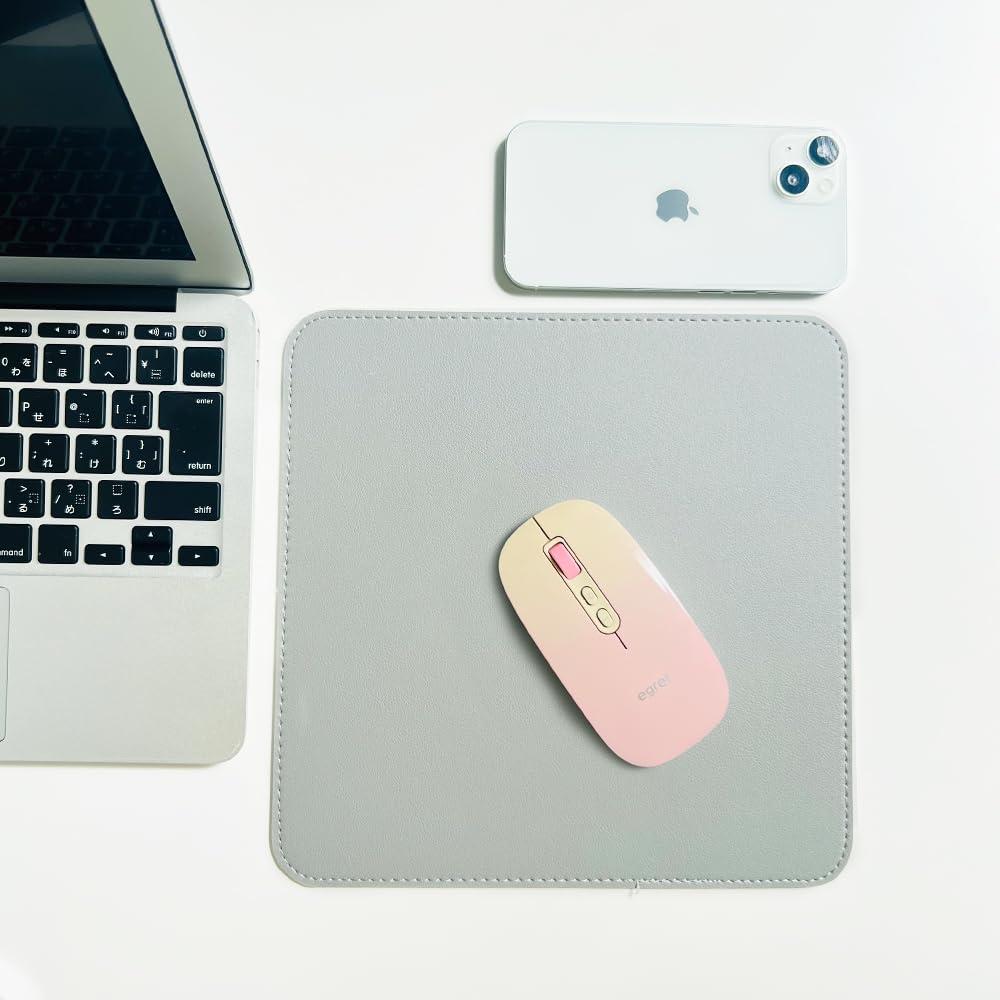 Double-Sided Reversible Premium Leather-Style Mouse Pad EGRET Stylish, Simple, Modern (Light Gray & Silver Gray)