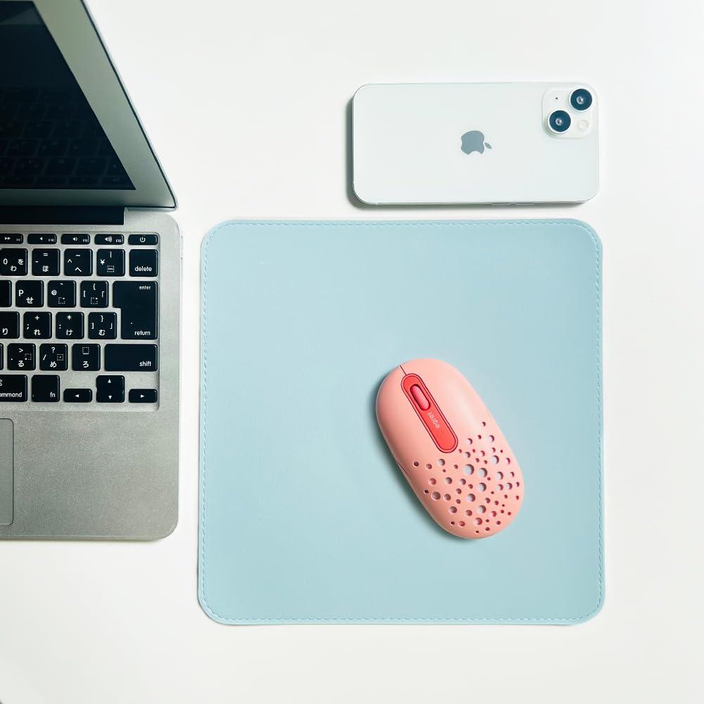 Double-Sided Reversible Premium Leather-Style Mouse Pad EGRET Simple, Stylish, Cute, Pastel (Aqua Blue & Baby Pink)