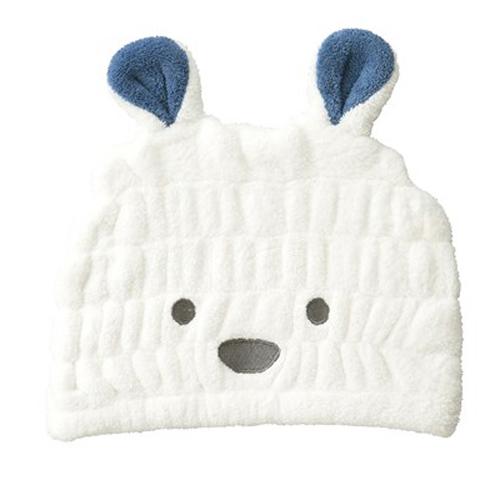 CB JAPAN carari Towel Cap for Face Washing, Pool, Bath [3x Absorbency] Microfiber White Bear [Head Circumference 44-80cm] Quickly absorbs water into fiber gaps Quick-drying Marshmallow-soft feel Fluffy and bouncy Kids' Cap Carari Zoo