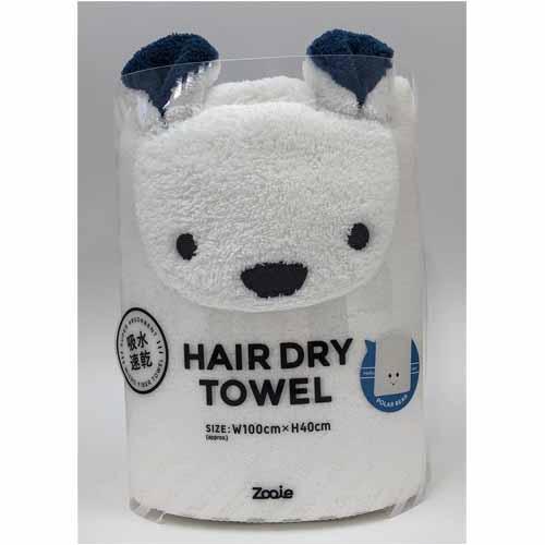 carari Hair Drying Towel Microfiber with [3x] Absorbency Polar Bear Quickly absorbs water into fiber gaps Quick-drying Marshmallow-soft feel Fluffy and bouncy 40×100cm Sea Bee Japan Carari Zooie