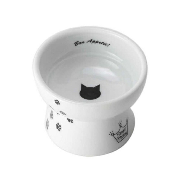 Nekoichi Happy Dining Cat Food Bowl with Legs, Petite Cat Pattern (Formerly Snack Dish) Microwave & Dishwasher Safe