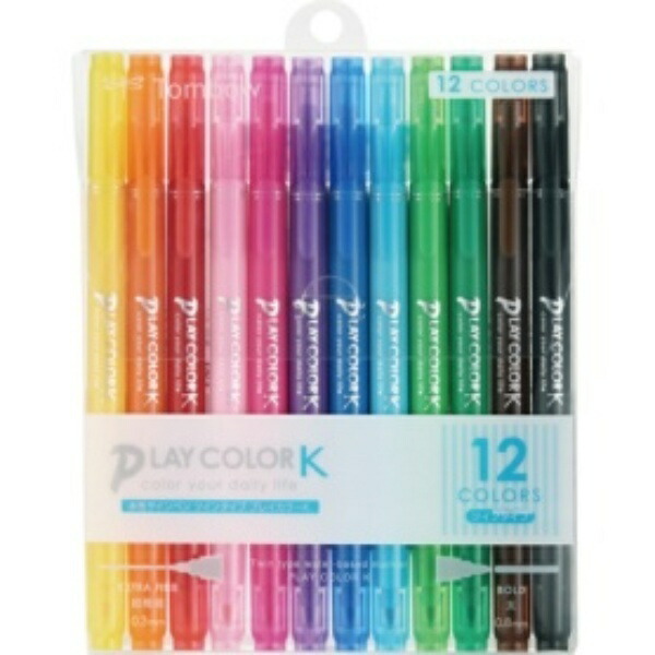 Tombow Water-Based Sign Pen 12 Colors (0.8mm & 0.3mm Twin Tip) Color Pen Play Color K GCF-011